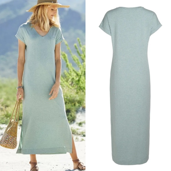 Peruvian Connection Malibu Cotton Modal Jersey Knit Maxi T-Shirt Dress: Seafoam - Picture 3 of 9
